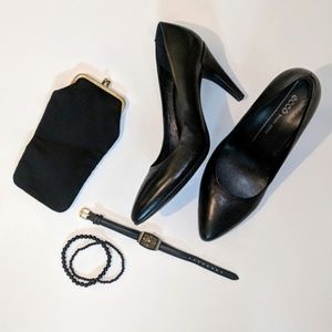 Ecco Black Heels Size 37 Danish Design Pointed Toe